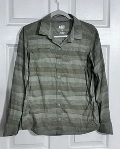 REI Co-op Long Sleeve Vented Hiking Shirt Button Up Green Medium - Picture 1 of 6