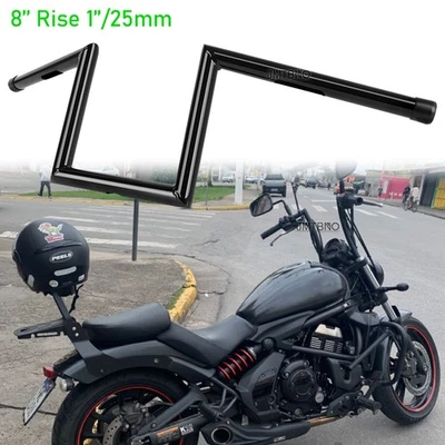 8" Rise 1" Z-Bar Ape Hanger Drag Bar Handlebar For Kawasaki Vulcan 690 1500 2000 - Imagem 1 de 4