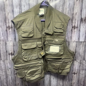 Ausable Vest Men XL Brown Tan Fishing Utility Pockets Full Zip Cargo Photography - Picture 1 of 4