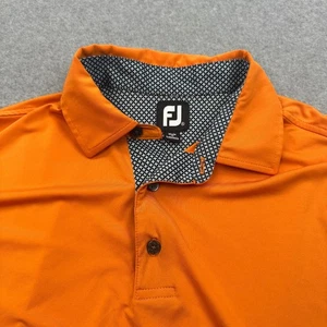 FootJoy Golf Polo Shirt Performance Stretch Houndstooth Trim Orange XL Rugby - Picture 1 of 5