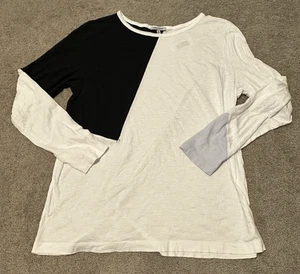 Camisa Lisa Todd Mujer XL Algodón Prima Manga Larga Cuello Redondo Bloque de Color Blanco - Imagen 1 de 8