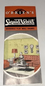 Vtg 1950s O’BRIEN’S Liquid Velvet Wall Enamel Paint Sample Color Chip Brochure - Picture 1 of 7