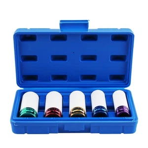 1/2" Lug Nut Impact SocketS Set Thin Walled Wheel Protector Kit 5x Sockets - Picture 1 of 12