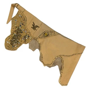 Vintage Youngster asymmetrischer Nieten Mixed Media Ledergürtel Rock Damen M/L - Bild 1 von 7