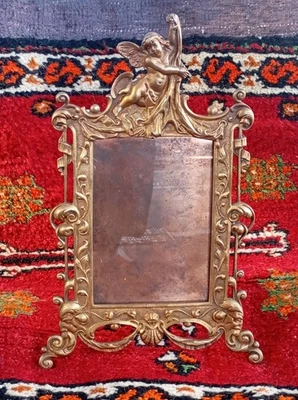 Ancien Grand Cadre en Bronze Chérubin Faune - Photo 1/4