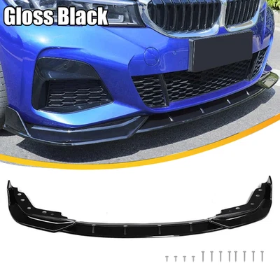 Kit de labios de parachoques delantero negro brillante estilo GT para BMW G20 330i M340i M Sport 2019-22 Foto 1 de 4