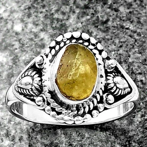 Natural Peridot Rough 925 Sterling Silver Ring s.7.5 Jewelry R-1300 - Picture 1 of 5