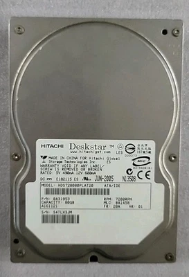 Hitachi Deskstar 82.3GB IDE Desktop Hard Drive Model HDS728080PLAT20 P/N 0A30210 - Image 1 of 3