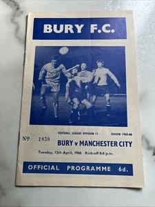 Bury Vs Manchester City Football Programme , Division 2 , 12/04/1966 . - Picture 1 of 12