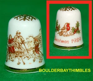 THIMBLE CAVERSWALL CHINA - NAVIDAD 1989 Hombre en carro Escena nevada INGLANDIA - Imagen 1 de 7