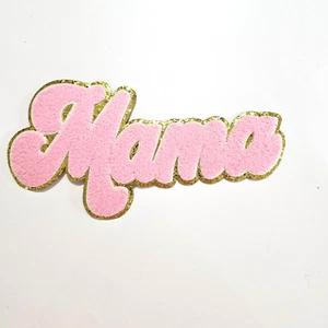 Mama Chenille & Gold Glitter Iron On Patches - Picture 1 of 30