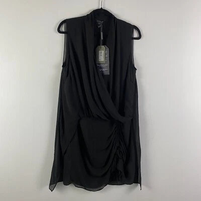 Vestido All Saints Cathea para mujer 10 cortinas fruncido frontal mini cóctel sin mangas Foto 1 de 4