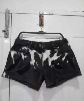Women's Western Style Cowgirl Fashion Genuine Cowhide Hair on Leather Shorts - Image 1 of 3