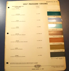 1957 Packard car auto color DuPont Paint Chips set- good - Picture 1 of 3