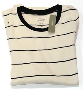 J. Crew PERFECT FIT Womens LONG SLEEVE TEE M NEW Dusty Ivory/Black Stripe SHIRT - Picture 1 of 1