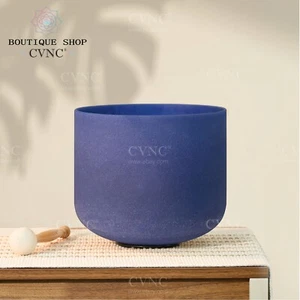 CVNC 432Hz 8" A Sapphire Gemstone Color Fusion Crystal Singing Bowl Sound Bath - Picture 1 of 8