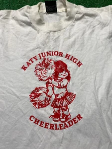 Vtg 90s Katy Junior High Cheerleader T-Shirt Sz Small Screen Stars - Picture 1 of 5