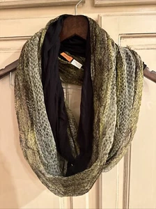 Chan Luu Two Toned brown Snake Pattern infinity Scarf Green Brown - Picture 1 of 10