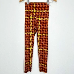 Aerie Real Me Xtra 7/8 Leggings Brown Yellow Neon Houndstooth Women's Medium - Picture 1 of 7