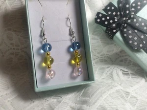 Pink, Blue, Yellow, Silver And Gold Color Earrings Free Box 450 - Picture 1 of 4