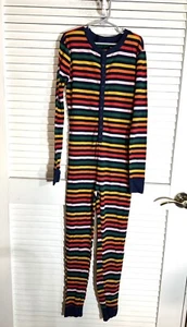 Kids Old Navy Henley 1 Piece Rainbow Pajamas Cotton Unisex 12 XL EUC - Picture 1 of 12