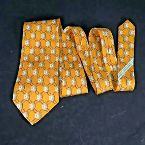 Corbata Tejida Ermenegildo Zegna Novedad Geométrica Textura 58" Dorado Clásico Ancho - Imagen 1 de 4