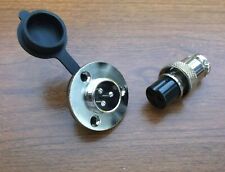 BBT Large Marine Grade Waterproof 3 Pin 12 Volt 3/4" Deck Plug/Outlet Set