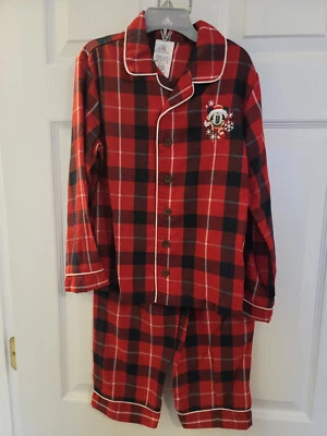 Disney Mickey Mouse PJ s Disney store Plaid Embroidered Size 5/6 Christmas NWT - Image 1 of 4