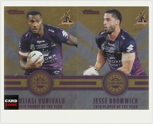 2017 TLA NRL TRADERS TRADING CARD CLUB HEROES CH13 BROMWICH+CH14 VUNIVALU-STORM
