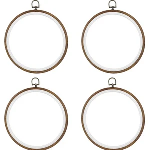 4 Pack Round Embroidery Hoops 8 Inch Imitated Wood Display Frame Circle Cross... - Picture 1 of 8