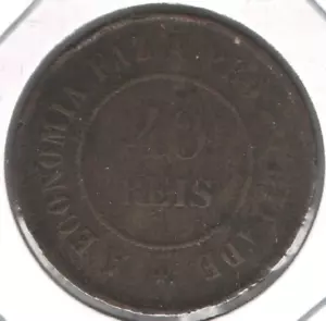 Moneda Brasil 40 Reyes 1908 Bronce EB568 - Imagen 1 de 4