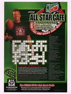 1998 VINTAGE PRINT AD - MOUNTAIN DEW ALL STAR CAFE CROSSWORDS AD - JOE MONTANA - Picture 1 of 1