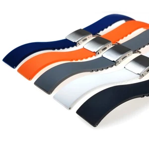 Rubber Watch Strap Bracelet 5 Colors 18mm 20mm 22mm 24mm Silicone Wrist Band - Bild 1 von 10