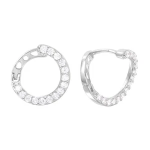 PENDIENTES HUGGIE RETORCIDOS DE PLATA ESTERLINA 925 DIAMANTES CREADOS EN LABORATORIO/¡NUEVO DISEÑO!¡! - Imagen 1 de 2