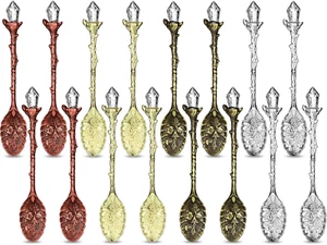  Retro Crystal Spoon Crystal Alloy Witch Tea Coffee Vintage Carved Spoon Dessert - Picture 1 of 6