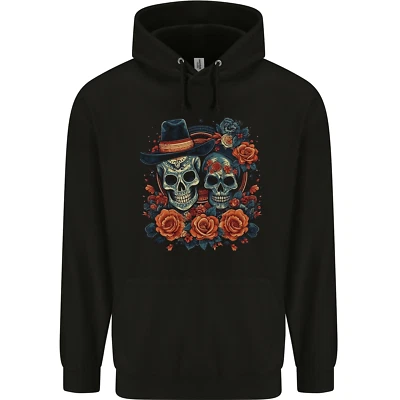 Day of the Dead Sugar Skull Love Couple Childrens Kids Hoodie - Image 1 of 2