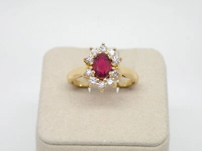 Authentic Kabana 18k Yellow Gold Ring, Genuine Ruby, Diamonds   July Birthstone  - Image 1 of 4