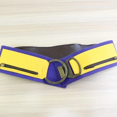 Colorblock Cinch Waist Belt Womens S MARC JACOBS Blue Yellow Canvas Grunge Edgy - Image 1 of 4