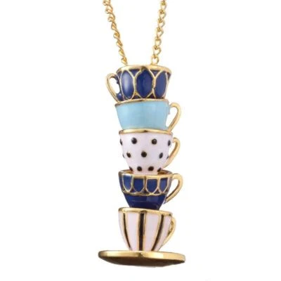 Taza de té collar colgantes fiesta moda eslabones cadena collares mujer joyería 1 pieza Foto 1 de 4
