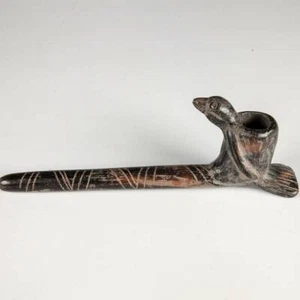 VINTAGE AFRIKANISCHE ZEREMONIELLE PFEIFE - VOGELFORM BAMENDE KAMERUN WESTAFRIKA 20. JH. - Bild 1 von 5