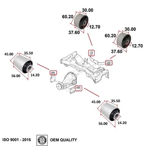 Set Rear Differential Bushing For Mitsubishi Outlander 2003-2006 OEM Quality - Picture 1 of 2