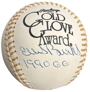 Ellis Burks Autographed Rawlings Gold Glove Baseball W/ 1990 GG Insc Red Sox - Picture 1 of 3