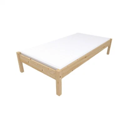 Holzbett NATURE 70x200 mit Lattenrost Unbehandelt Erhöht Stabil Naturholz - Bild 1 von 4