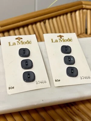 Vtg La Mode Buttons On Cards 2 Sets Of 3 16mm Blue Casein Resin 37488 - Image 1 of 4