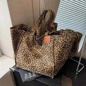 Bolso de Mano Patrón Leopardo Vintage Lona Bolso de Hombro Moda Gran Capacidad - Imagen 1 de 26