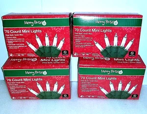 Lot 4 Boxes 70 Count Mini Lights Clear Bulb Merry Bright 15' Feet Indoor Outdoor - Picture 1 of 8