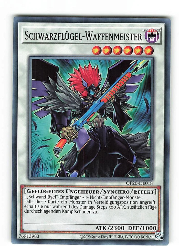 Yugioh SCHWARZFLÜGEL-WAFFENMEISTER , op20-de018 Common deutsch Near Mint  - Bild 1 von 2