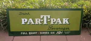 Original Vintage Used Drink Par-T-Pak Beverages Advertising Metal Sign - Picture 1 of 15