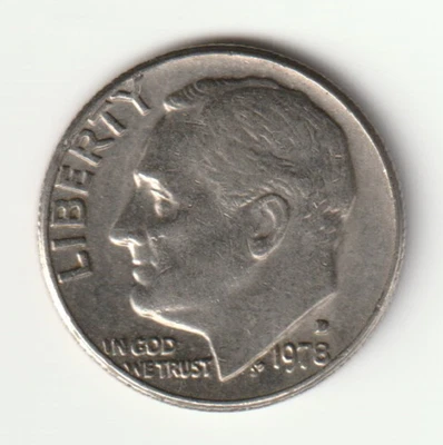 1978-D Roosevelt Dime Die-Chip D filled in Blob Error Reverse DD Lettering Coin - Image 1 of 3