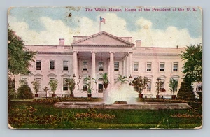 Vintage 1909 Weißes Haus Postkarte mit Brunnen & Flagge, Arthur Capper - Bild 1 von 2